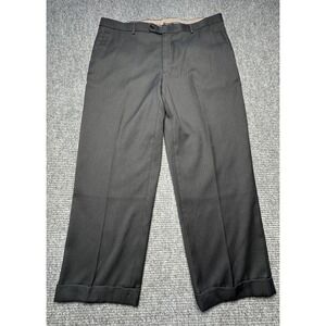 Angelo Rossi Pants Mens 40x27* Black Dress Slacks Cuffed Flat Front Business